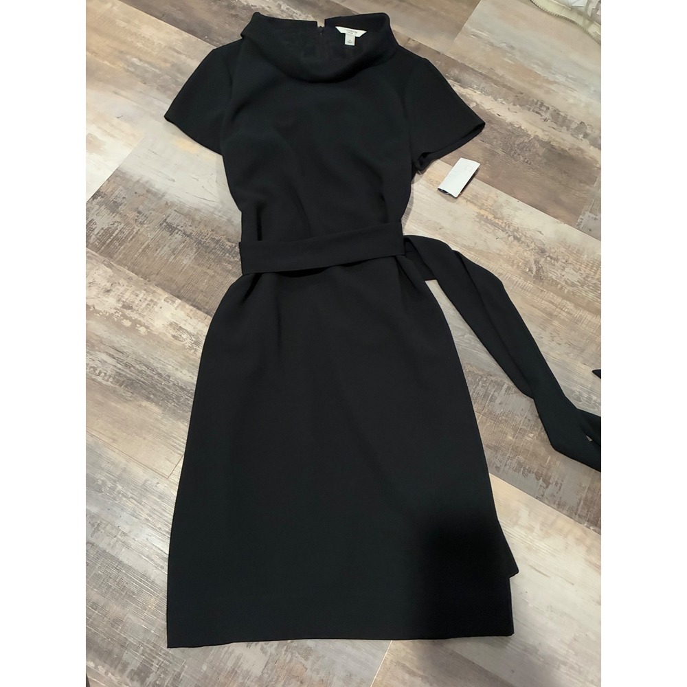 Liz Claiborne New York Black Short Sleeve Belted Sheath Dress Size 12